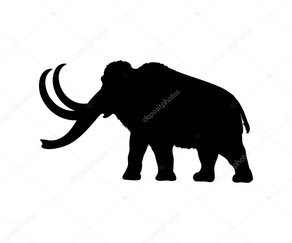 Mammoth silhouette extinct mammalian animal. Vector illustration