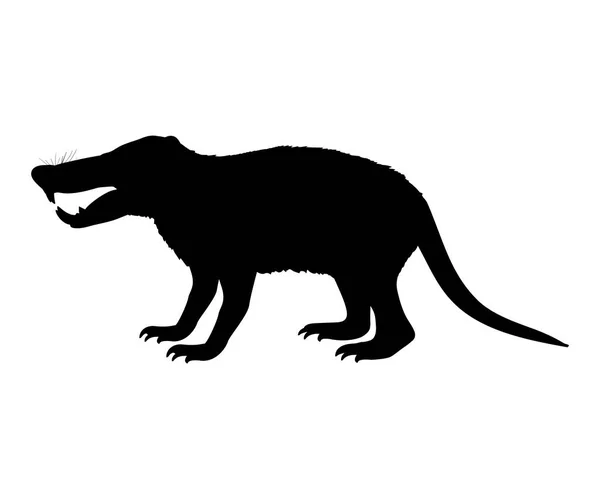 Deinogalerix hedgehog rat silhouette extinct mammal animal — Stock Vector