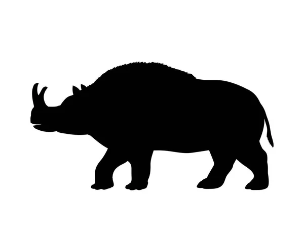 Brontotherium orrszarvú silhouette kihalt emlős állat — Stock Vector