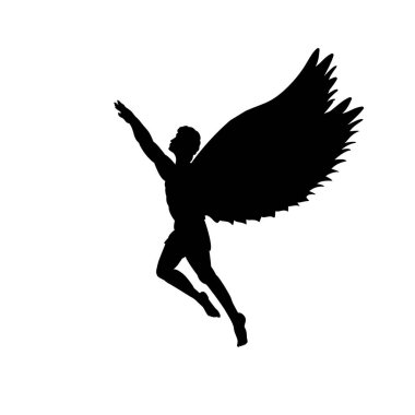 Flying man Icarus silhouette mythology symbol fantasy tale clipart