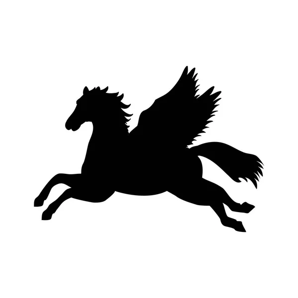 Pegasus siluett mytologi symbol fantasyäventyr — Stock vektor