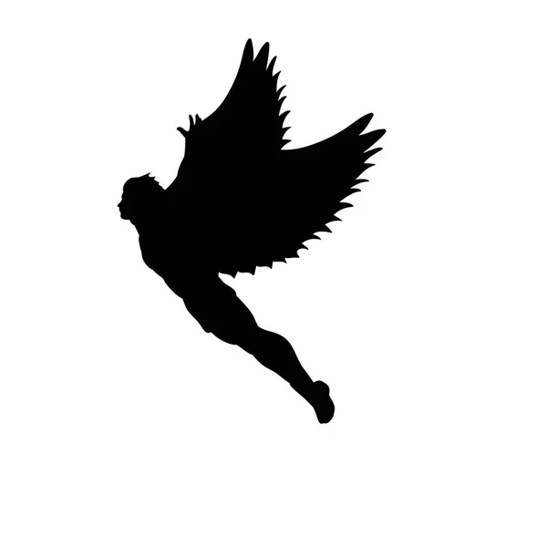 Hombre volador Ícaro silueta mitología símbolo cuento de fantasía — Vector de stock