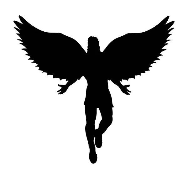 Homme volant ange silhouette mythologie symbole fantaisie conte — Image vectorielle