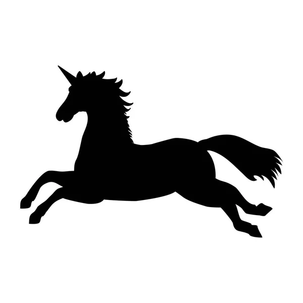 Unicorn siluett mytologi symbol fantasy. — Stock vektor