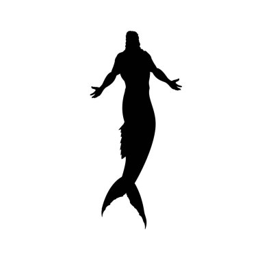 Mermaid man silhouette mythology fantasy clipart