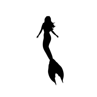 Mermaid siren water nymph silhouette ancient mythology fantasy clipart