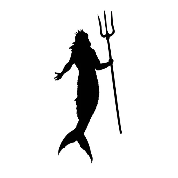 Poseidon Neptune god silhouette mythology fantasy — Stock Vector