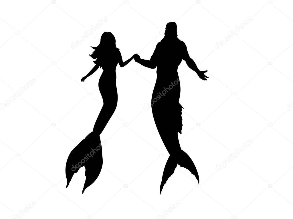 Mermaid man woman silhouette mythology fantasy