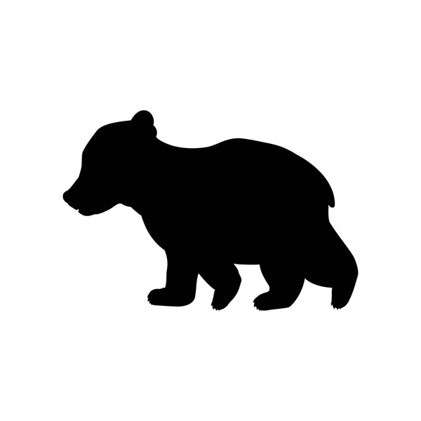 Bear cub wild black silhouette animal — Stock Vector