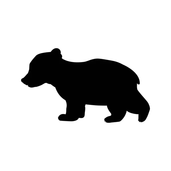 Bear cub wild black silhouette animal — Stock Vector