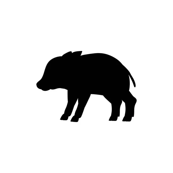 Baby boar wildlife black silhouette animal — Stock Vector