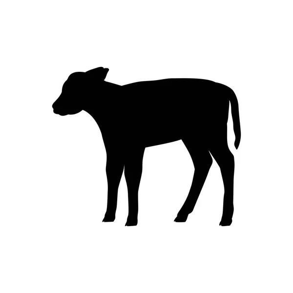 Kalb Bauernhof Säugetier schwarze Silhouette Tier — Stockvektor