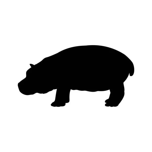 カブ カバ哺乳類黒シルエット動物 — ストックベクタ
