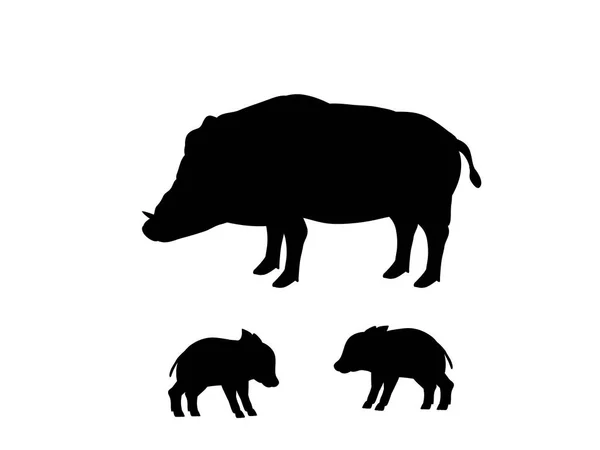 Wildschweine Wildtiere schwarze Silhouette Tier — Stockvektor