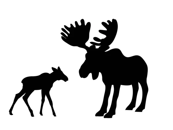 Elk moose mammal black silhouette animal — Stock Vector