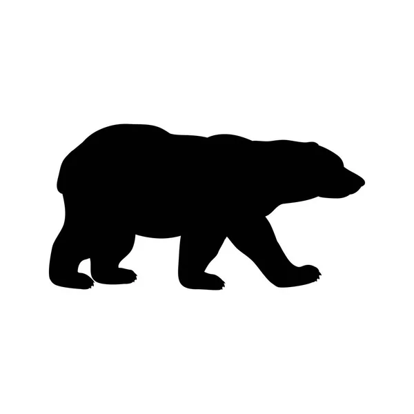 Orso polare cucciolo selvatico nero silhouette animale . — Vettoriale Stock