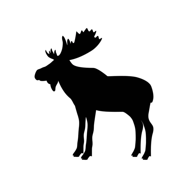 Elk moose bull mammal black silhouette animal — Stock Vector