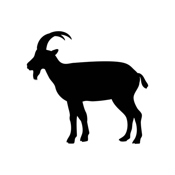 Billy cabra mamífero preto silhueta animal — Vetor de Stock