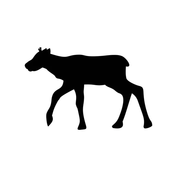 Baby reindeer northern black silhouette animal — Stock Vector