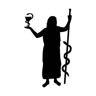 Asclepius god medicine silhouette ancient mythology fantasy clipart