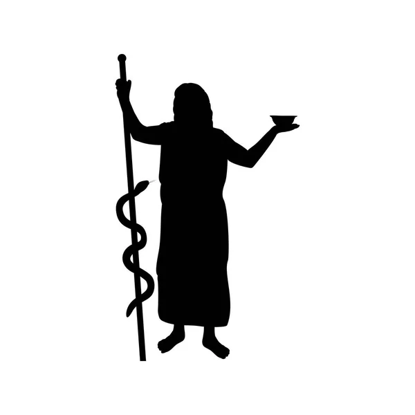 Asclepius deus medicina silhueta mitologia antiga fantasia — Vetor de Stock