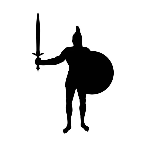 Arès dieu guerre silhouette ancienne mythologie fantaisie — Image vectorielle