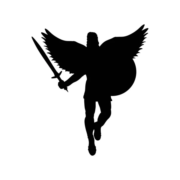 Ares Bůh válečné křídla silueta starověké mytologie — Stockový vektor