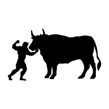 Herakles Ox siluet mitoloji fantezi savaşır. 