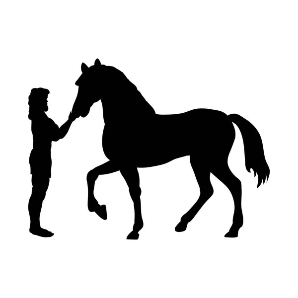 Heracles horse  silhouette mythology fantasy — Stock Vector