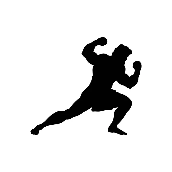 Atleta deportista silueta fuerte macho — Vector de stock