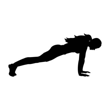 Siluet kız yoga egzersiz poz push ups