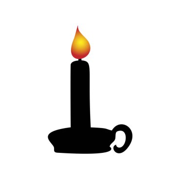 Silüet Noel tarzı yanan mum şamdanı. Mutlu Noeller.