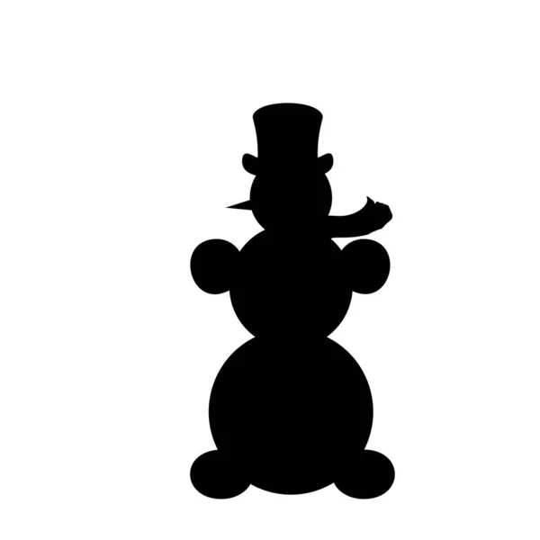 Boneco de neve de Natal da silhueta. Símbolo Feliz Ano Novo — Vetor de Stock