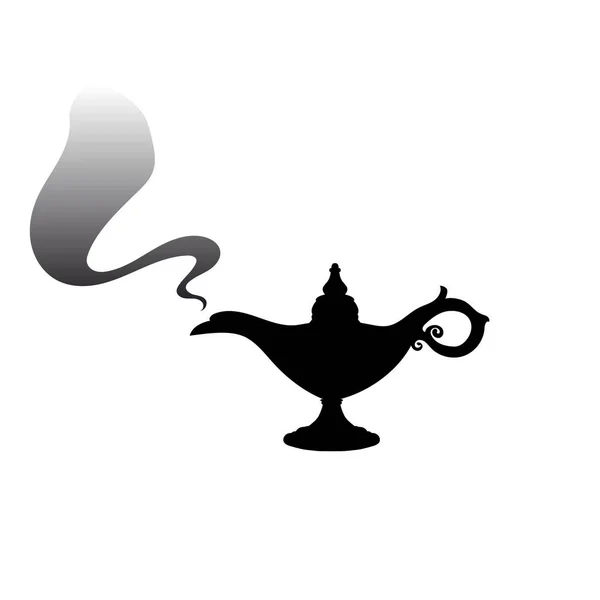 Magical tale genie lamp silhouette — Stock Vector