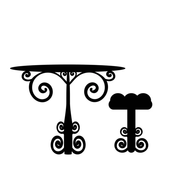 シルエットヴィンテージテーブルと椅子 — ストックベクタ