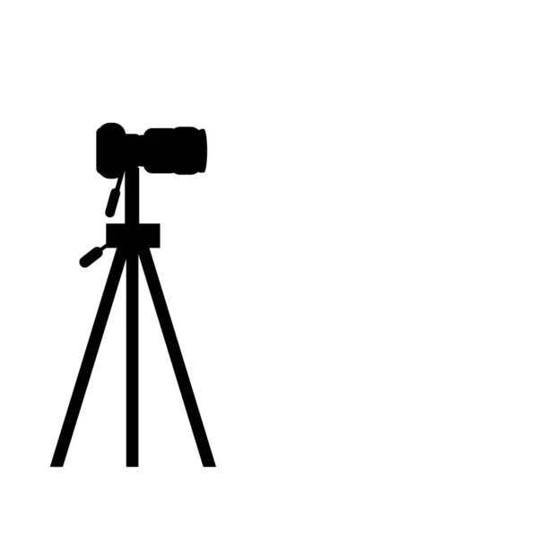 Silhouette photo camera on tripod — Stock Vector