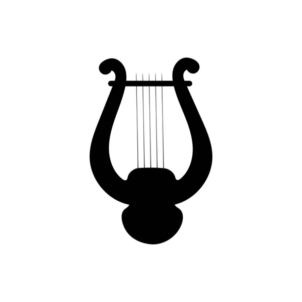 Silhueta imagem preta antigo lyre instrumento musical — Vetor de Stock