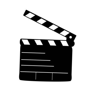 Siluet siyah el çırpma tahtası filmleri sinemayı simgeler.