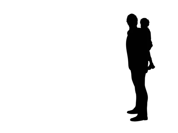 Silhouette father with his son on his back — Stock Vector
