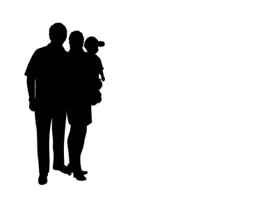 Mutlu aile silueti, anne ve bebek.