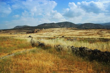 Hierapolis, açık görüş, Türkiye, Pamukkale antik tiyatroda.