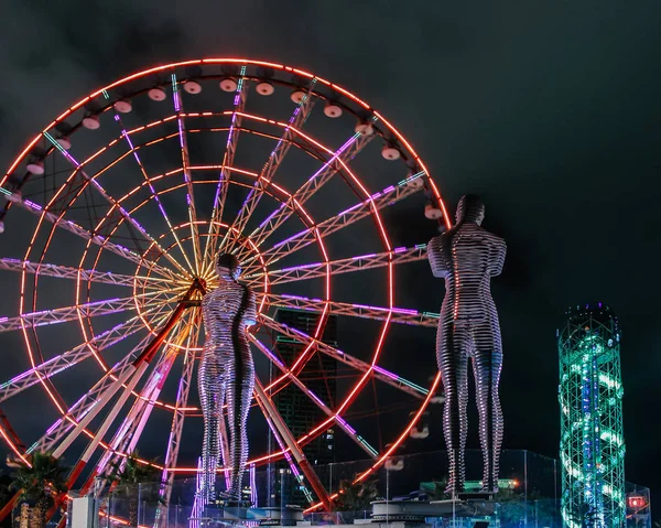 Staty Nino Och Ali Natten Carousel Bakgrunden Och Alfabetiska Tower — Stockfoto