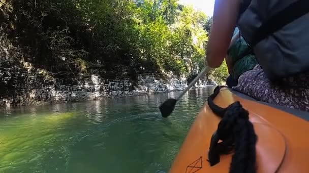 Rafting Cañón Martvili Verano Georgia Movimiento Lento — Vídeos de Stock