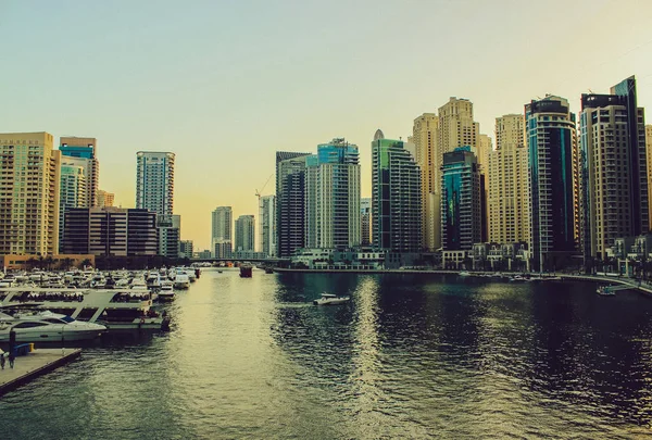 Dubai Marina Distrito Atardecer Dubai Mayo 2019 — Foto de Stock