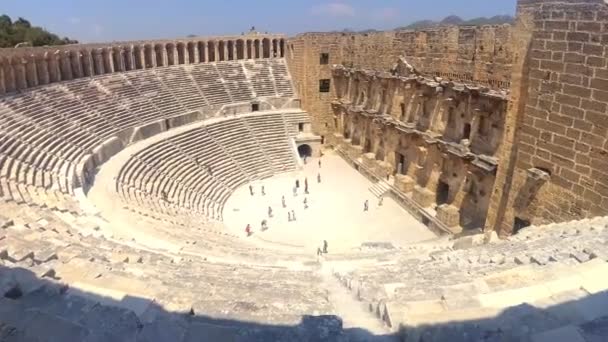 Ancient Aspendos Theatre Nära Insidan Sommaren 2019 Nära District Serik — Stockvideo