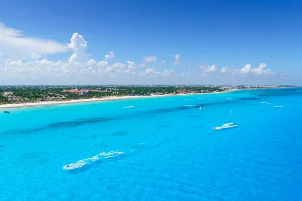 Cancun Meksyk Oko Ptaków Zobacz Plaże Cancun Hoteli Turkusowe Morze — Zdjęcie stockowe