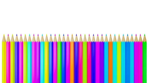 Colorful Color Pencil Row Isolated White Background Illustration — Stock Photo, Image