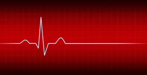 Ekg Heart Line Monitor Com Fundo Vermelho — Fotografia de Stock