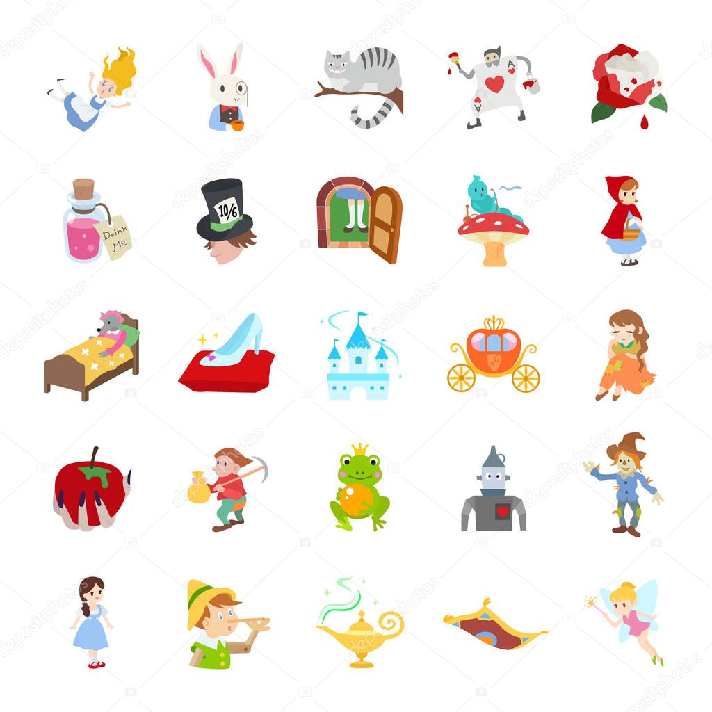 25 Fairy tale color vector icons