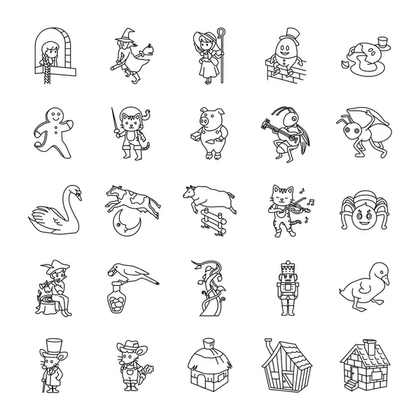 Sprookje Contouren Vector Icons — Stockvector